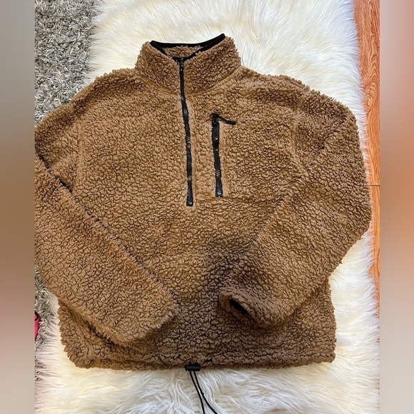 Brown Teddy 1/4 Zip Pullover - Picture 1 of 3